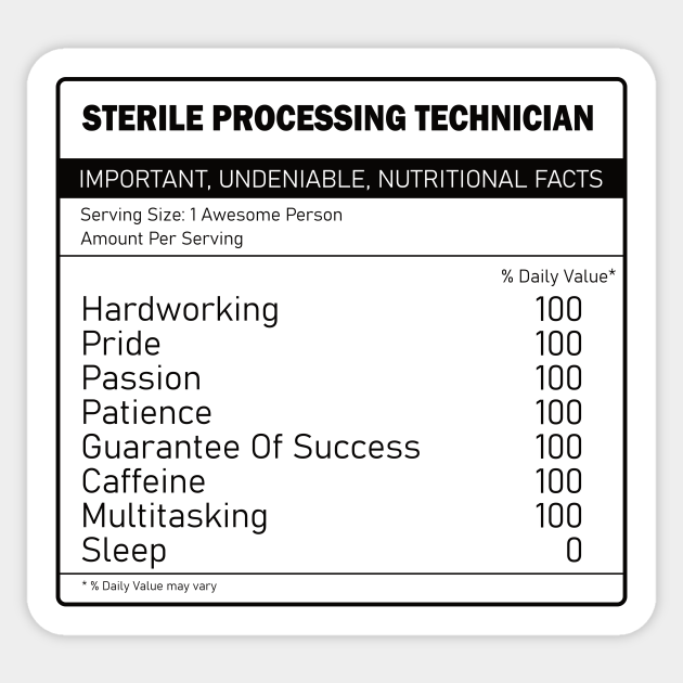 sterile processing technician nutritional facts label Sterile
